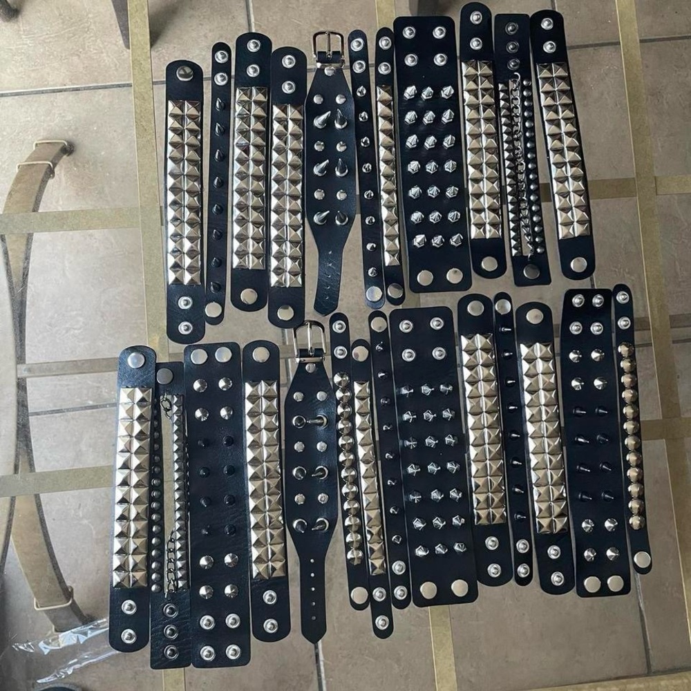 25 pcs Gothic PU leather Studded Spike Punk bracelets